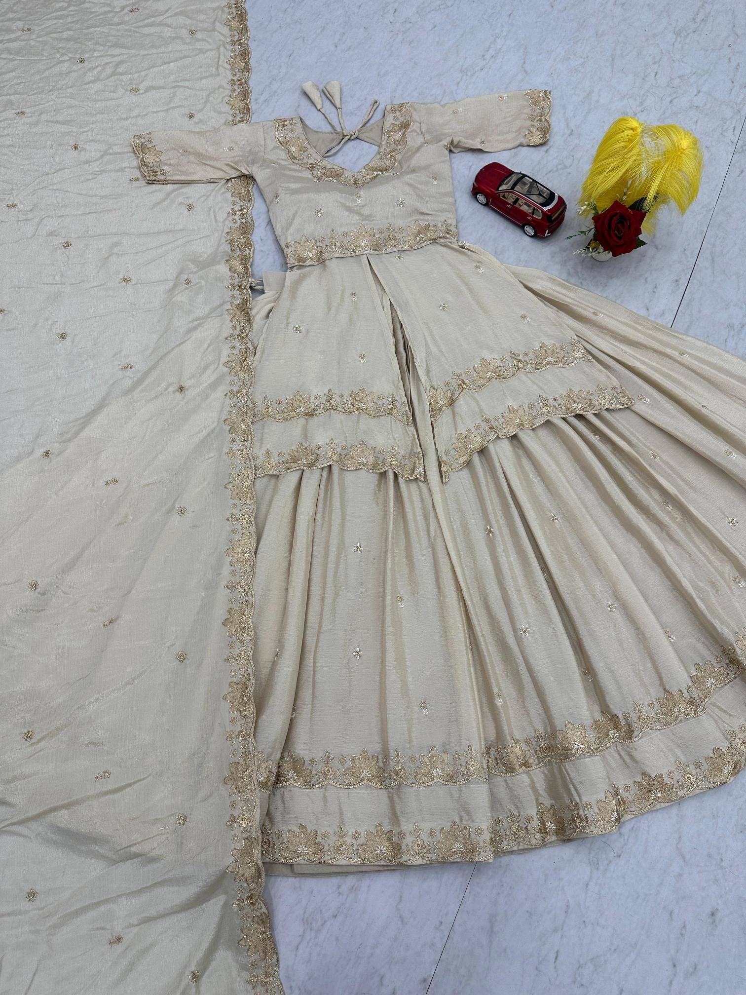 Launching Wedding wear PC 552 Chinon White Cheap lehenga choli wholesale